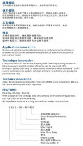 Specs of DC submersible pump